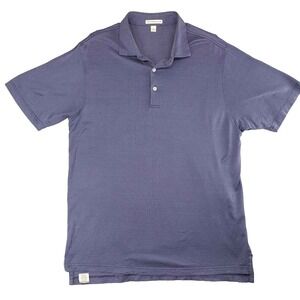 Peter Millar Cotton Polo Shirt Mens L Blue Micro Dot Pattern Classic Fit Korea